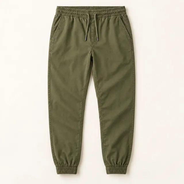 Olive Cotton Cuff Joggers