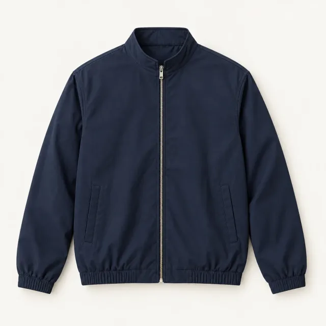 Navy Zip Front Blouson