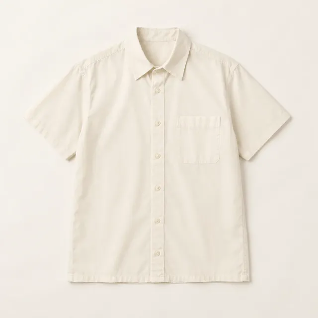 Cream Short Sleeve Poplin Shirt