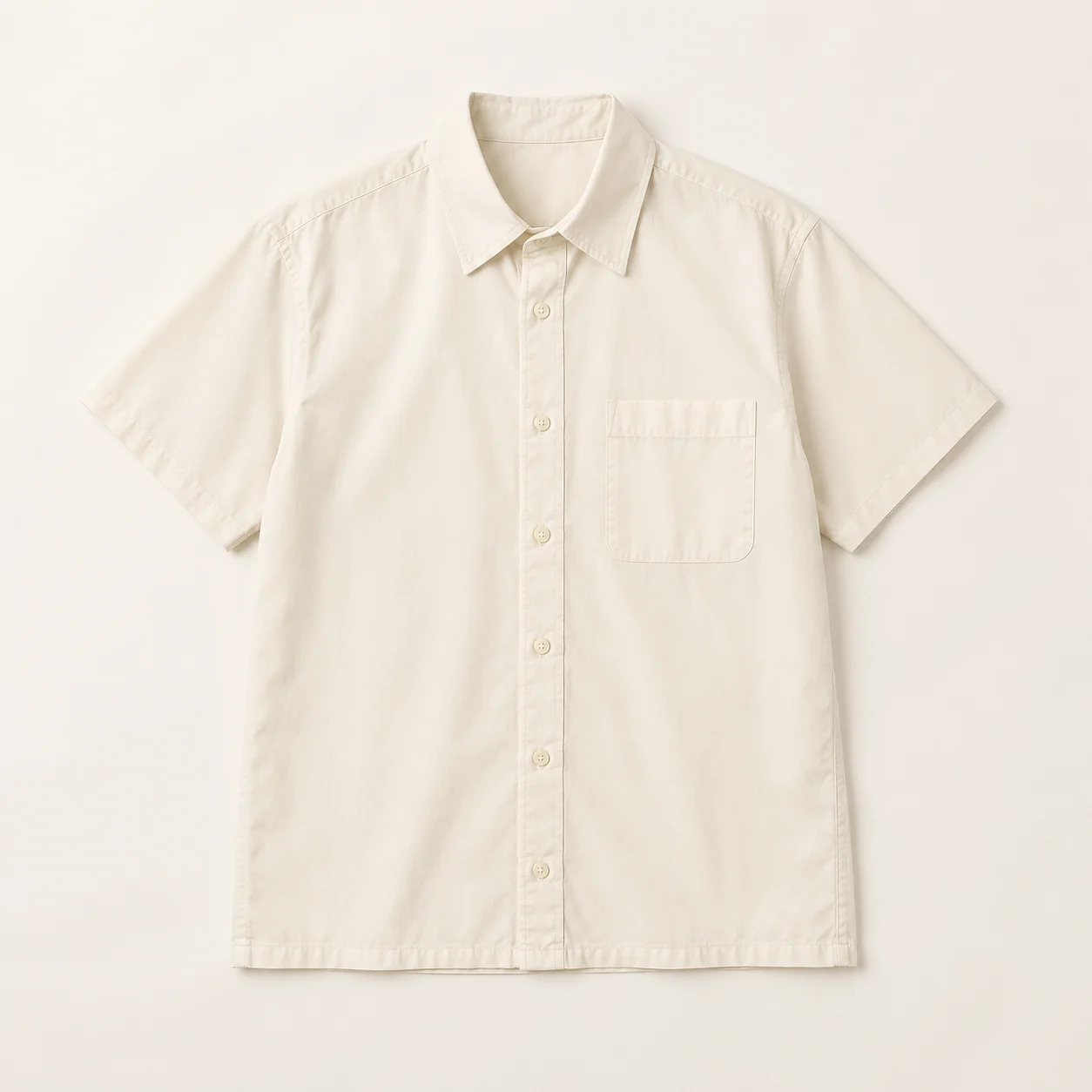 Cream Short Sleeve Poplin Shirt