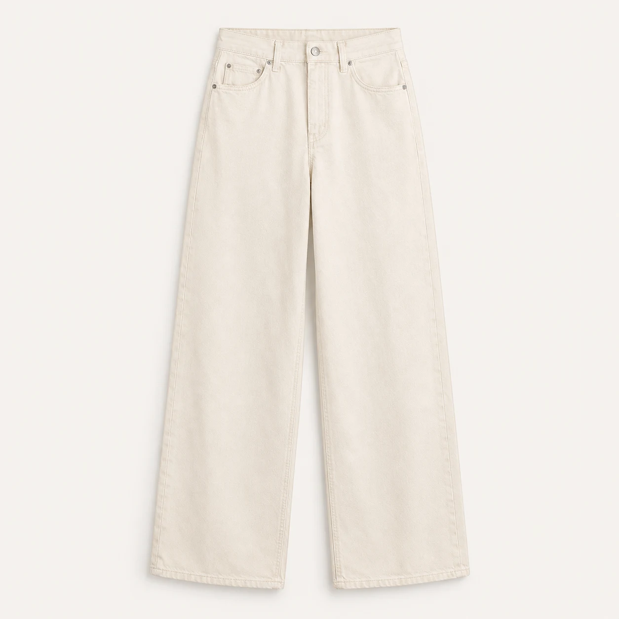 Ecru Wide Leg Jeans