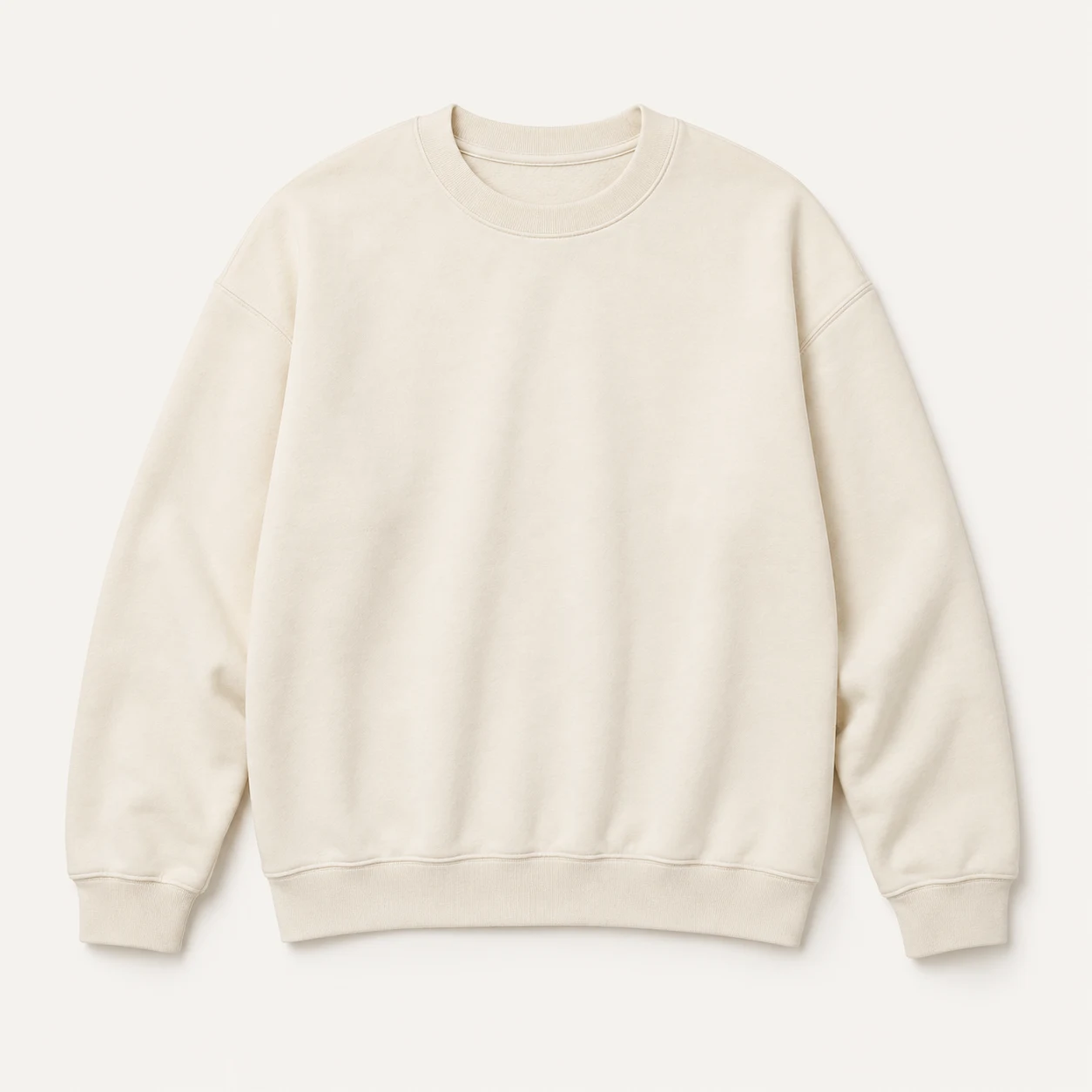 Cream Cotton Crewneck Sweatshirt