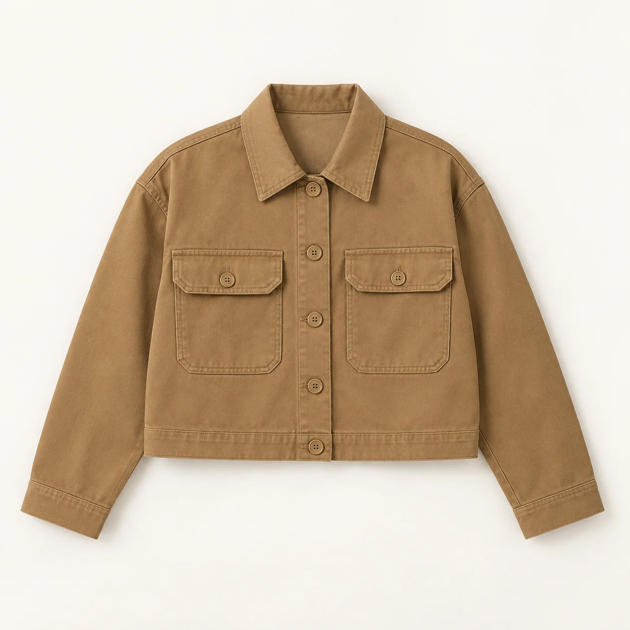 Camel Cropped Cotton Jacket