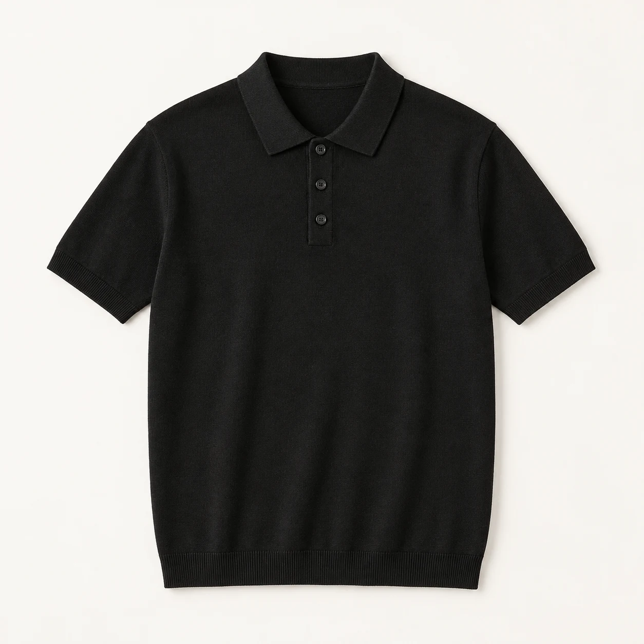 Black Minimal Knit Polo