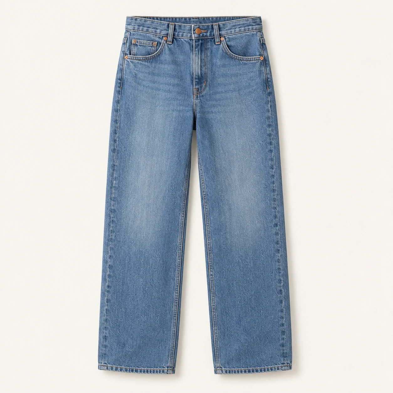 Mid Wash Relaxed Jeans