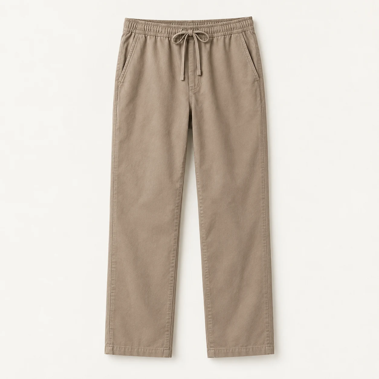 Taupe Straight Leg Drawstring Pants